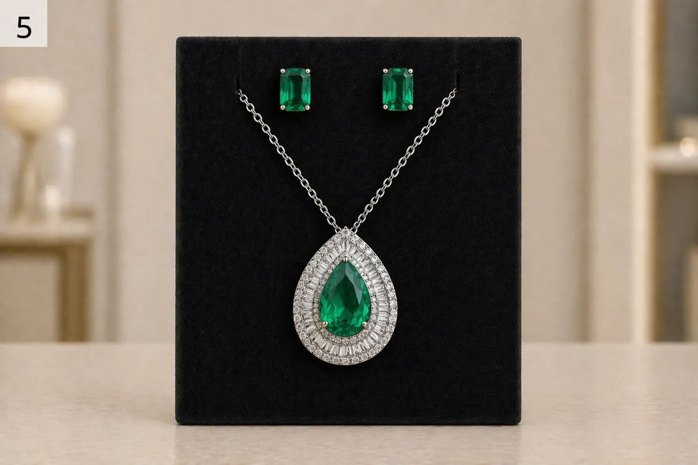 Diamond Bar Pendant Set
