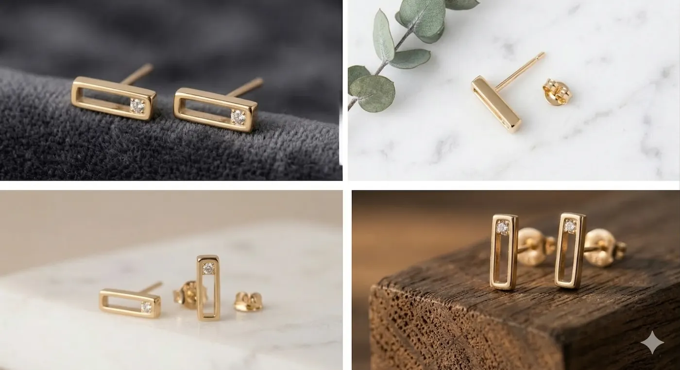 Emerald Bezel Studs