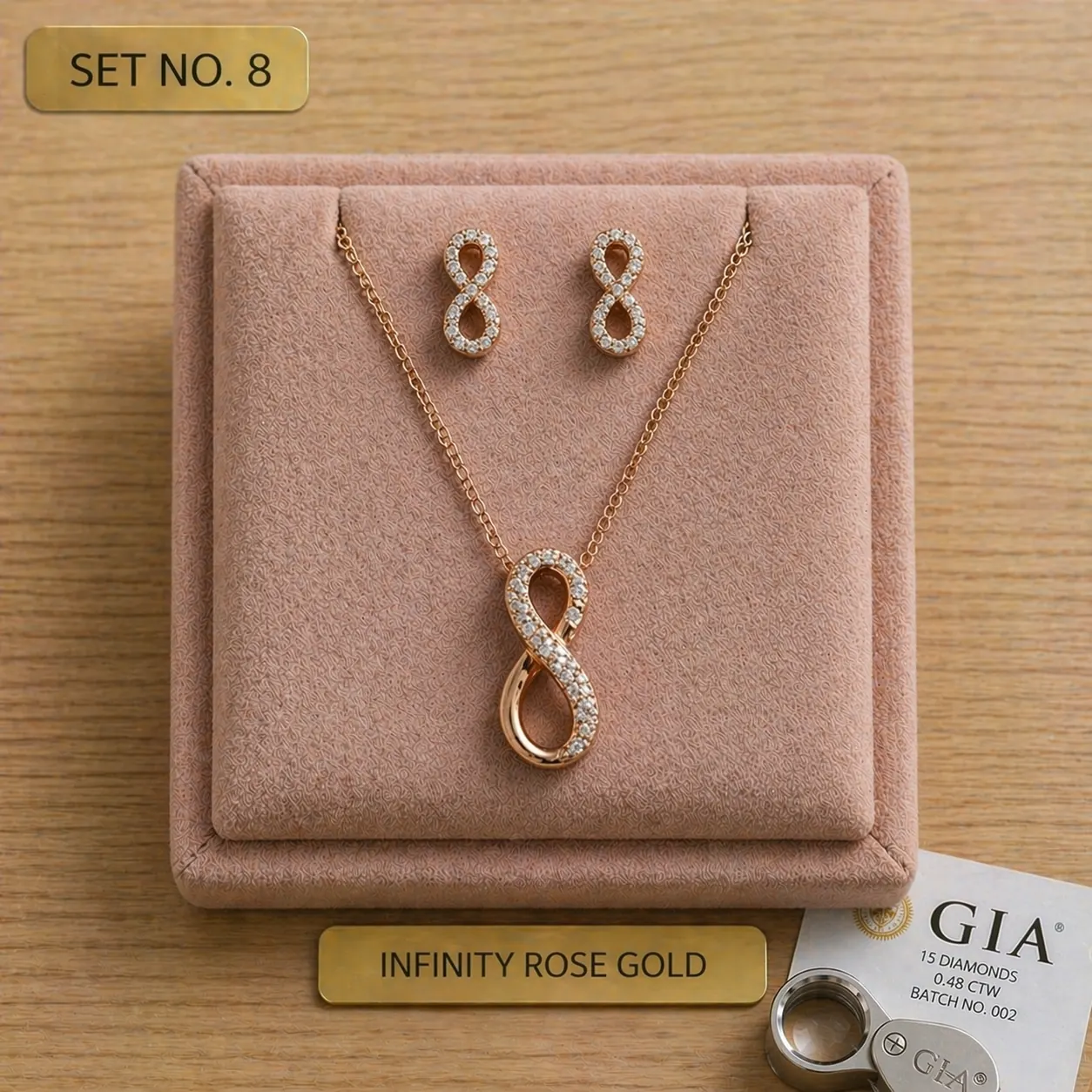 Infinity Rose Gold Pendant Set