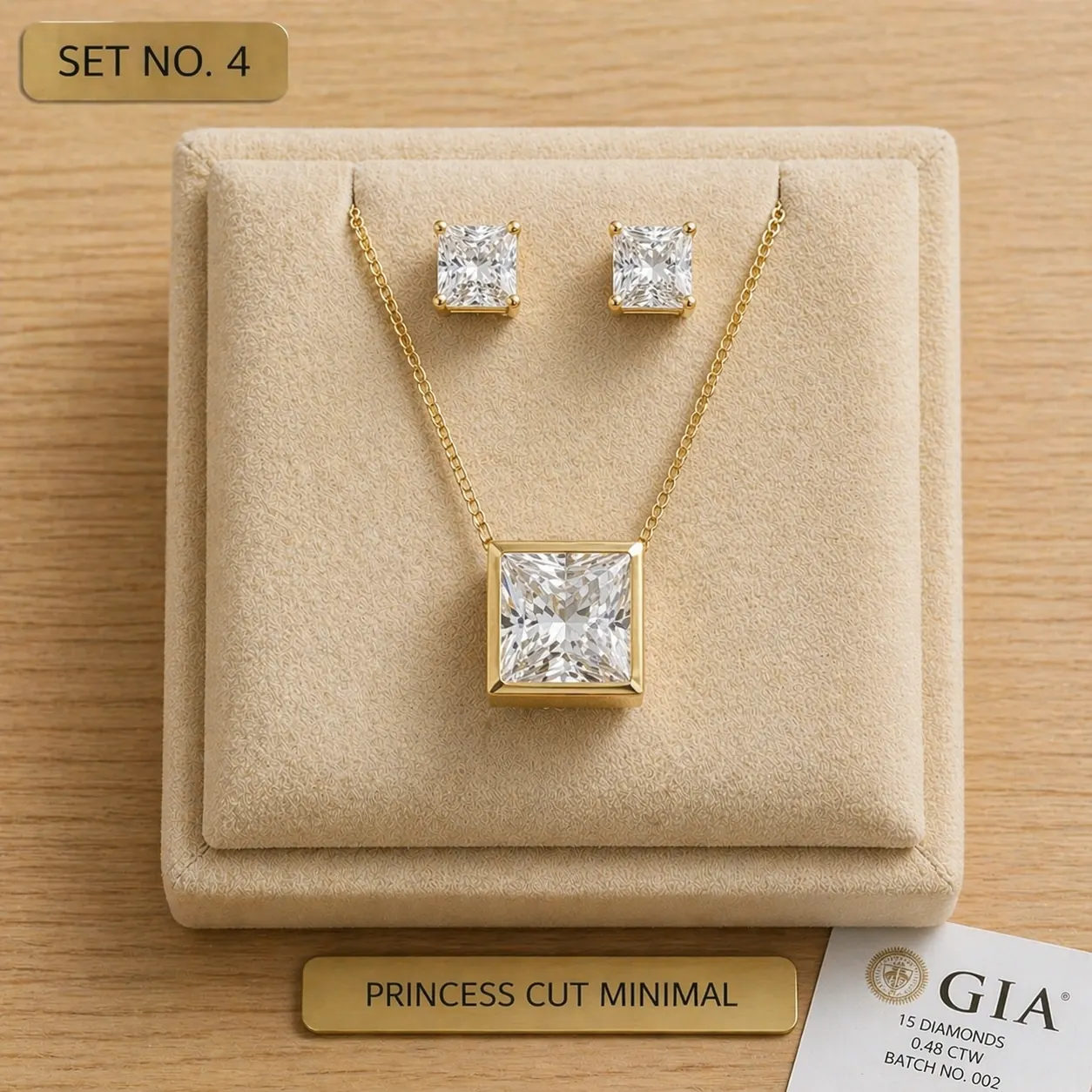 Princess Cut Minimal Pendant Set