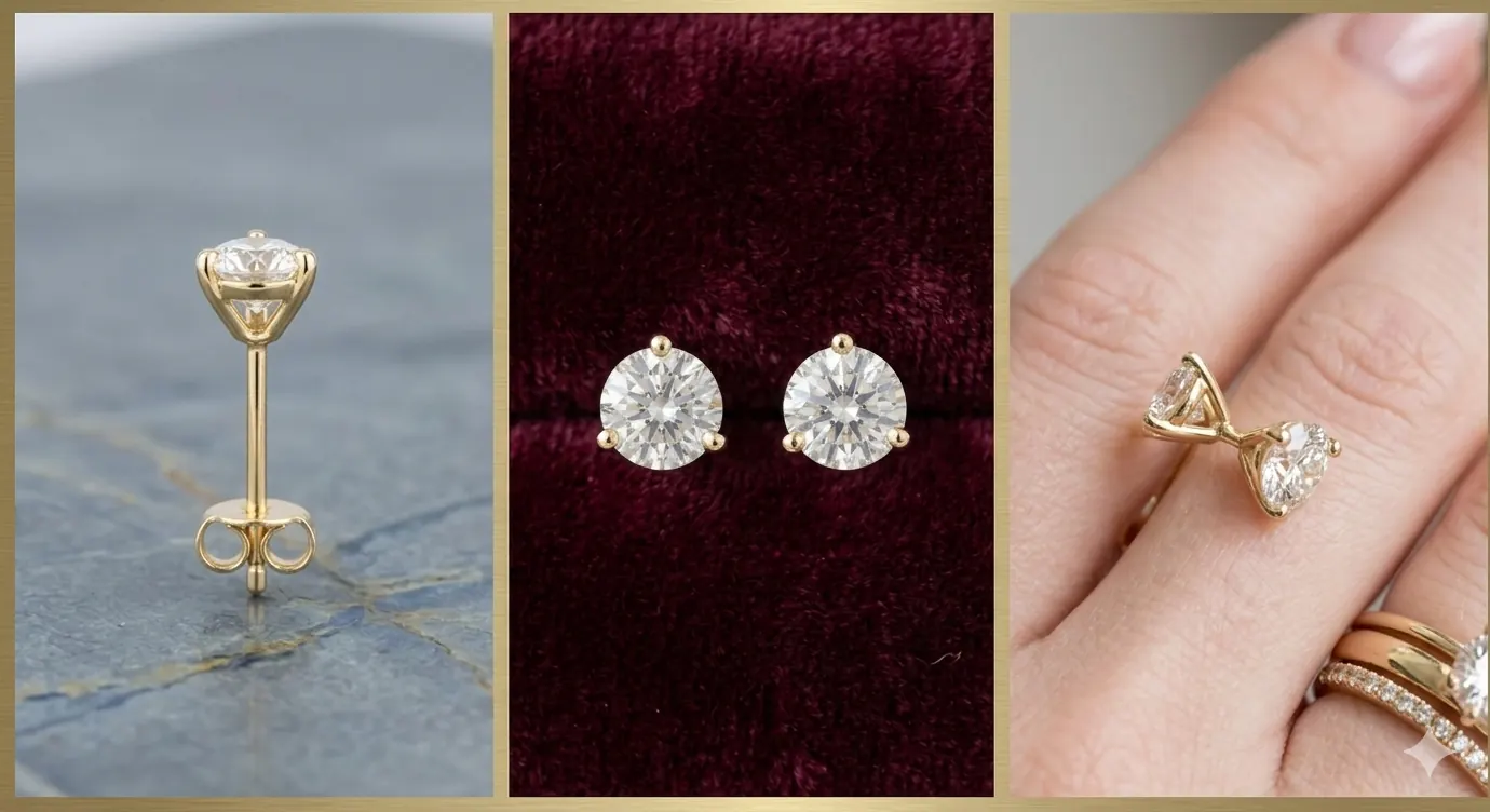 Round Disc Diamond Studs