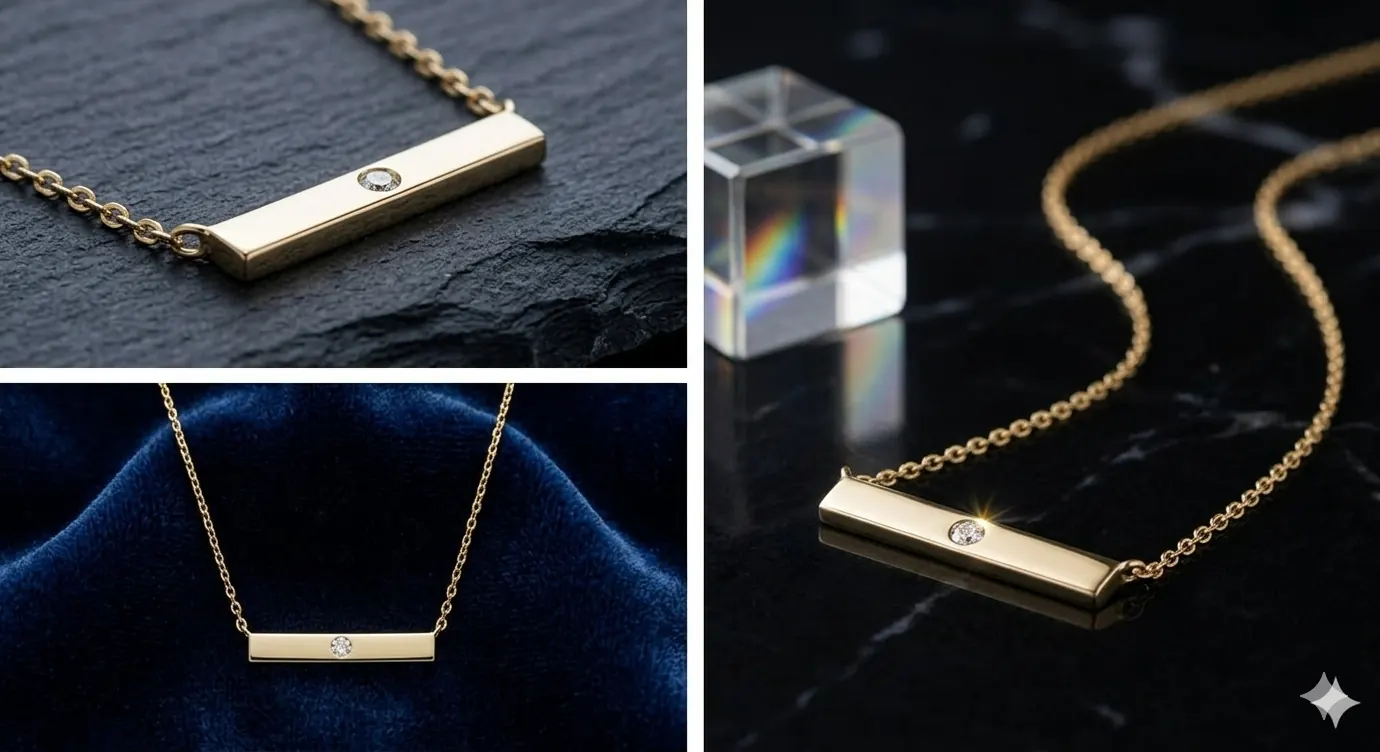 Silver Bar Diamond Pendant